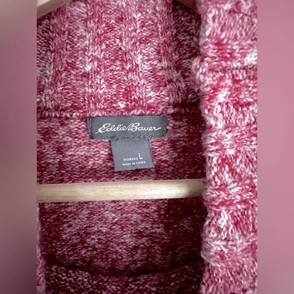 Eddie Bauer Rest & Repeat Funnel Neck Sweater Size Large EUC - Berry - Picture 3 of 4